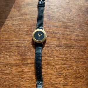 Vintage Gucci Gold and Black Watch with Leather Strap- not working